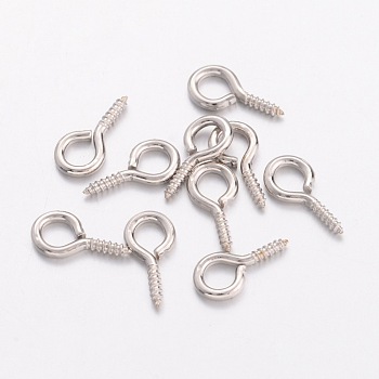 Iron Screw Eye Pin Peg Bails, For Half Drilled Beads, Platinum Color, about 10mm long, 5mm wide, 1.2mm thick, hole: 2.8mm