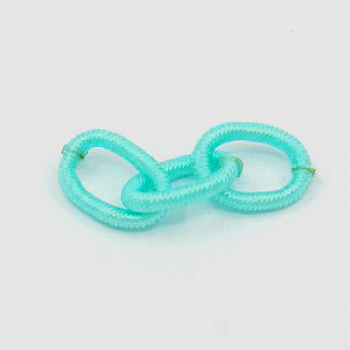 Handmade Silk Cable Chains Loop, Cyan, 9.8~12x6.8~8.5x2mm, 25~27 inch
