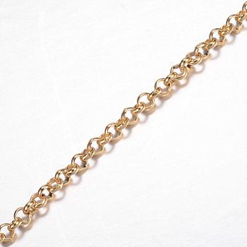 Ion Plating(IP) 304 Stainless Steel Rolo Chains, Belcher Chain, Unwelded, with Spool, for Jewelry Making, Golden, 3x1mm, about 32.8 Feet(10m)/roll