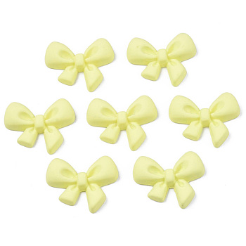 Opaque Spray Painted Acrylic Cabochons, Bowknot, Champagne Yellow, 23x27x6mm