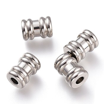 202 Stainless Steel Groove Beads, Column, Stainless Steel Color, 8x6mm, Hole: 2.4mm