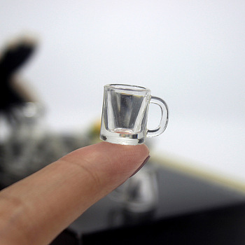 Mini Resin Cup with Handle, for Dollhouse Accessories, Pretending Prop Decorations, Clear, 17x13mm