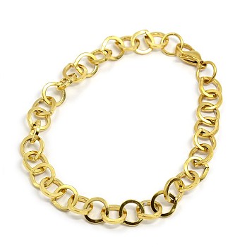 Fashionable 304 Stainless Steel Cable Chain Bracelets, with Lobster Claw Clasps, Golden, 8-5/8 inch(220mm), 9mm