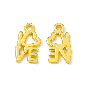 Rack Plating Alloy Charms, Cadmium Free & Lead Free & Nickle Free, Word Love, Matte Gold Color, 14x7.5x1.3mm, Hole: 1.5mm