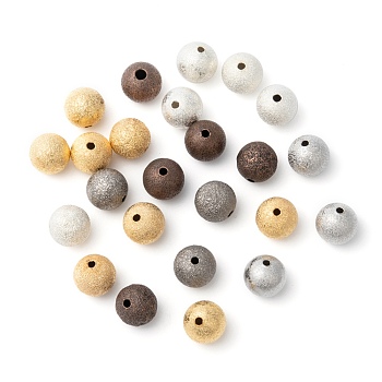 Brass Textured Beads, Cadmium Free & Lead Free, Round, Mixed Color, 6mm, Hole: 1mm