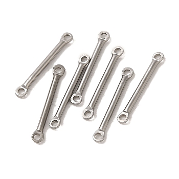 304 Stainless Steel Links, Bar Connector Charms, Stainless Steel Color, 20x2.5x1.5mm, Hole: 1.4mm