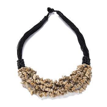Natural Picture Jasper Nuggets Beads Bib Necklaces for Girl Women, with Nylon Rope, 18.90~19.69 inch(48~50cm)