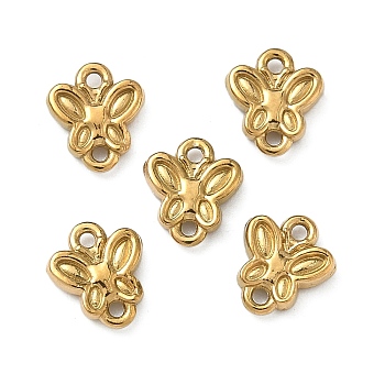 304 Stainless Steel Links, Butterfly Connector Charms, Ion Plating(IP), Real 18K Gold Plated, 7.5x6.5x1.5mm, Hole: 0.8mm
