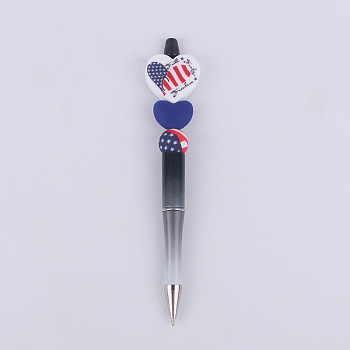 Plastic Ball-Point Pen, Beadable Pen, for DIY Personalized Pen, Independence Day, Flag, 145mm