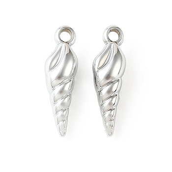Acrylic Pendants, Conch Shape Charms, Platinum Plated, 31x9x9.5mm, Hole: 3mm