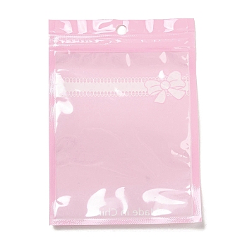 Plastic Packaging Zip Lock Bags, with Clear Window, Top Self Seal Pouches, Rectangle, Pink, 15x10.5x0.15cm, Unilateral Thickness: 2.5 Mil(0.065mm)