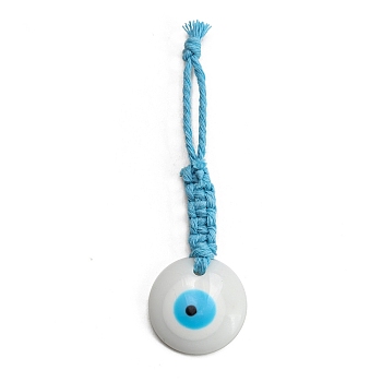 Plastic Turkey Evil Eye Pendants Decorations, Braided Thread for Home Car Hanging Ornaments, White, 109mm