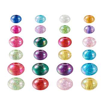 Transparent Crackle Acrylic Beads, AB Color, Round, Mixed Color, 8~12mm, Hole: 0.25~2mm, 450pcs/set