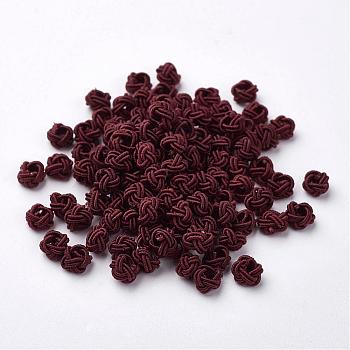 Polyester Weave Beads, Round, Dark Red, 6x5mm, Hole: 4mm, about 200pcs/bag