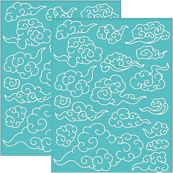 Self-Adhesive Silk Screen Printing Stencil, for Painting on Wood, DIY Decoration T-Shirt Fabric, Turquoise, Cloud Pattern, 195x140mm