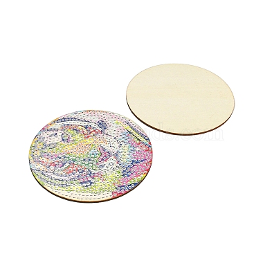 Kits de tapis de tasse en bois de peinture de diamant de thème animal arc-en-ciel à faire soi-même(DIY-H163-11)-3