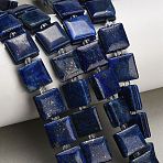 Dyed Natural Lapis Lazuli Beads Strands, Square, with Seed Beads, 10.5x10.5x5.5mm, Hole: 0.8mm, about 32~33pcs/strand, 15.35~15.75''(39~40cm)(GG-F802-B14-01)