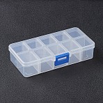 Organizer Storage Plastic Boxes, Rectangle, Beads Containers, White, 13.5x7x3cm, compartment: 3x2.5cm, 10 compartments/box(CON-WH0001-02A)