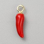 Alloy Enamel Pendants, Light Gold, Hot Pepper, 18x4.5mm, Hole: 2mm(FIND-CJC0024-48H)
