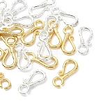 20Pcs 2 Colors Brass Hook Clasps, Cadmium Free & Lead Free, Golden & Silver, 19x8x2mm, Hole: 3mm, 10pcs/color (KK-YW0004-17)