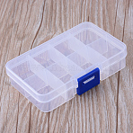 8 Compartments Polypropylene(PP) Bead Storage Containers, Rectangle, Clear, 10.8x7x2.3cm, Hole: 6mm(X-CON-R007-01)