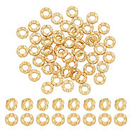 50Pcs Brass Spacer Beads, Wave Texture, Round Ring, Long-Lasting Plated, Real 18K Gold Plated, 6.5x2mm, Hole: 3mm(KK-AR0003-08)