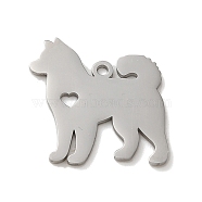 304 Stainless Steel Pendants, Laser Cut, Dog Charm, Stainless Steel Color, 19x18x1mm, Hole: 1.5mm(STAS-O005-13P)