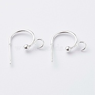 304 Stainless Steel Half Hoop Earrings, Silver, 15.5x12.5x2.4mm, Pin: 0.7mm(STAS-Z028-B02-S)