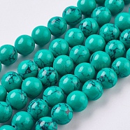 Synthetic Turquoise Beads Strands, Round, Dyed, Dark Cyan, 8mm, Hole: 1mm, about 49pcs/strand, 15.5 inch(39.5cm)(TURQ-P028-03-8mm)