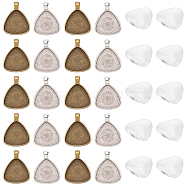 DIY Triangle Pendant Making Kits, Including Transparent Glass Cabochons, Alloy Pendant Cabochon Settings, Antique Bronze & Antique Silver, 60pcs/box(DIY-FH0004-32)