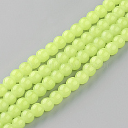 Baking Painted Imitation Jade Glass Round Bead Strands, Green Yellow, 6.5mm, Hole: 1.5mm, about 145pcs/strand, 31.8 inch(DGLA-Q021-6mm-08)