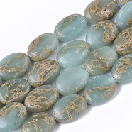 Natural Aqua Terra Jasper Beads Strands, Oval, 14x10x5.5mm, Hole: 1.2mm, about 28~30pcs/strand, 15.94 inch(40.5cm)(G-S366-015B)