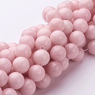 Natural Mashan Jade Round Beads Strands, Dyed, Pink, 10mm, Hole: 1mm, about 41pcs/strand, 15.7 inch(X-G-D263-10mm-XS02)