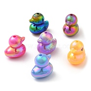 UV Plating Opaque Acrylic Beads, Iridescent, Duck, Mixed Color, 22x16x21.5mm, Hole: 2mm(SACR-L005-14)