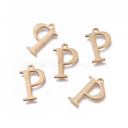 304 Stainless Steel Charms, Greek Alphabet, Golden, Letter.R, 14x9x1mm, Hole: 1.2mm(STAS-L263-15G)