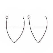 Ion Plating(IP) 316 Stainless Steel Earrings Finding, Earring Hooks, with Horizontal Loop, Gunmetal, 40x25x0.7mm, Hole: 2.5mm, Pin: 0.7mm(X-STAS-B025-02B)