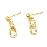 Brass Oval Links Dangle Stud Earrings for Women, Cadmium Free & Nickel Free & Lead Free, Real 18K Gold Plated, 22mm, Pin: 0.8mm(EJEW-H092-08G)