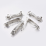 Iron Hair Barrette Findings, French Hair Clip Findings, Platinum, 78x9mm, Hole: 2.8~3mm(IFIN-S289-78mm)