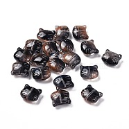 Glass Beads, for Jewelry Making, Cat, Black, 12.5x14x6.5mm, Hole: 1mm(X1-GLAA-G079-02B)