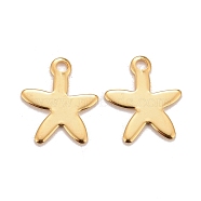 201 Stainless Steel Charms, Star, Real 24k Gold Plated, 13.5x11.5x0.8mm, Hole: 1.5mm(STAS-K217-07G)
