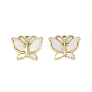 Natural Shell Charms, Ion Plating(IP) 304 Stainless Steel Butterfly Charms, Manual Polishing, Real 18K Gold Plated, 12.5x15x1.8mm, Hole: 1.5mm(STAS-P366-23A-G)