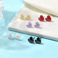 Hypoallergenic Bioceramics Zirconia Ceramic Heart Stud Earrings, No Fading and Nickel Free, Mixed Color, 9.8x9.8mm(EJEW-C065-02)