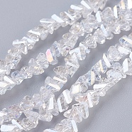 Electroplate Glass Beads Strands, AB Color Plated, Faceted, Triangle, Clear AB, 3x4x3mm, Hole: 1mm, about 149pcs/strand, 13.3 inch(34cm)(X-EGLA-J146-4mm-AB01)