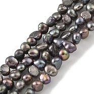 Dyed Natural Cultured Freshwater Pearl Beads Strands, Two Sides Polished, Grade A, Black, 2~3mm, Hole: 0.5mm, about 53pcs/strand, 7.09''(18cm)(PEAR-A006-01B)