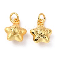 Brass Charms, with Jump Rings, Long-Lasting Plated, Star with Chinese Character Fu, Mixed Color, 13x10.5x6mm, Hole: 3.5mm(ZIRC-I054-29)