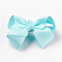 Grosgrain Bowknot Alligator Hair Clips, with Iron Alligator Clips, Sky Blue, 40~50x70~82x25~30mm(PHAR-WH0002-A06)