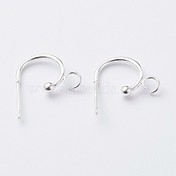 304 Stainless Steel Half Hoop Earrings, Silver, 15.5x12.5x2.4mm, Pin: 0.7mm(STAS-Z028-B02-S)