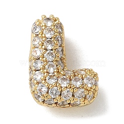 Brass Micro Pave Cubic Zirconia Beads, Letter, Rack Plating, Long-Lasting Plated, Real 18K Gold Plated, Letter L, 10.5x7.5x4.5mm, Hole: 2.5x2mm(KK-P290-61G-L)