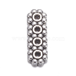 4-Hole Tibetan Style Alloy Spacer Bars, Rectangle, Cadmium Free & Nickel Free & Lead Free, Antique Silver, 4.5mm, Hole: 1mm(A1110Y-NF)