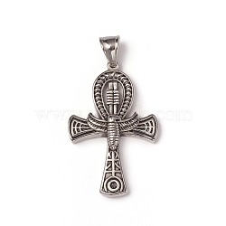 304 Stainless Steel Pendants, for Easter, Ankh Cross, Antique Silver, 43x27.5x5.5mm, Hole: 8x5mm(STAS-I132-02AS)